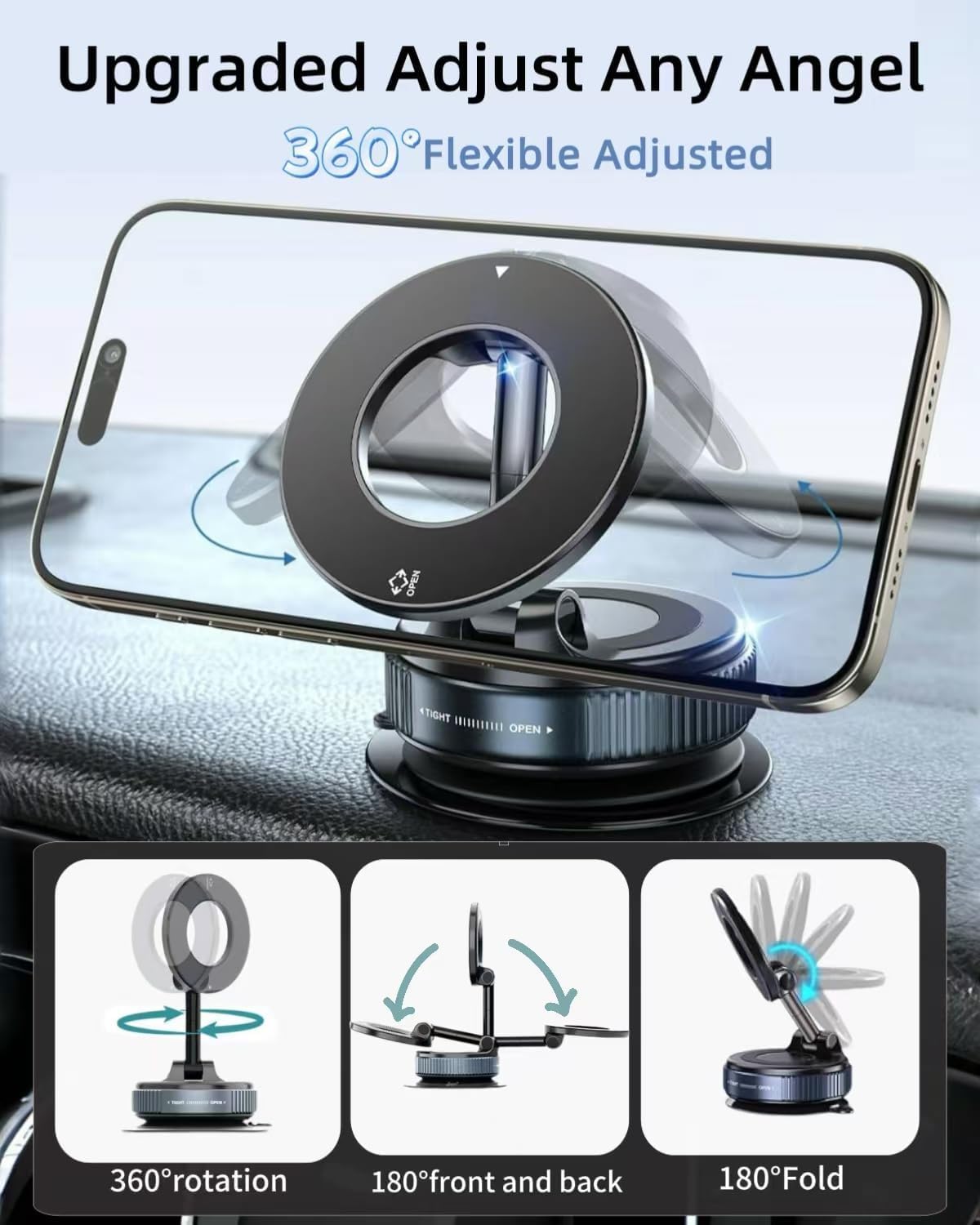 Premium Magnetic Vacuum Phone Holder ā 360° Foldable Mount for Car, Mirror & Desk | Compatible with All Smartphones