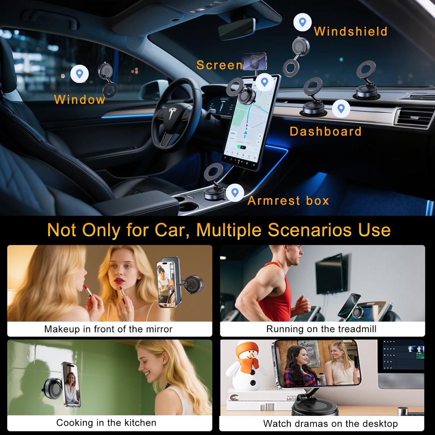 Premium Magnetic Vacuum Phone Holder ā 360° Foldable Mount for Car, Mirror & Desk | Compatible with All Smartphones