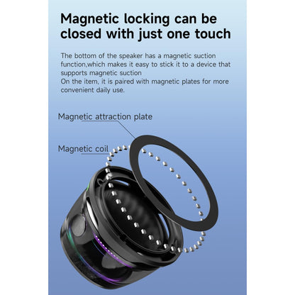 Orvix G200 Magnetic Bluetooth Speaker – Portable Mini Speaker with RGB Lights, 3D Surround Sound & iPhone Stand