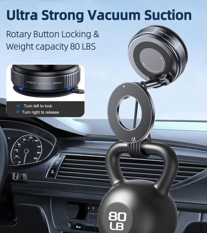 Premium Magnetic Vacuum Phone Holder – 360° Foldable Mount for Car, Mirror & Desk | Compatible with All Smartphones